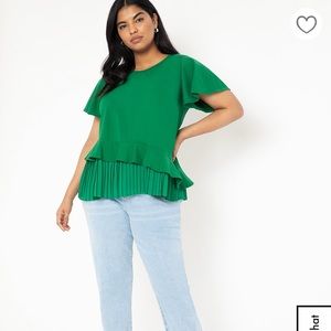 Eloquii Pleated Peplum Top